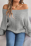 Fuchsia Off the Shoulder Long Sleeves Knit Sweater