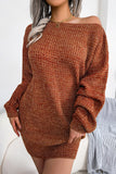 Green One Shoulder Long Sleeves Knit Sweater with Belt