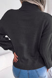 Black High Neck Long Sleeves Knit Sweater Top