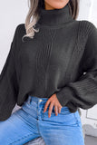 Black High Neck Long Sleeves Knit Sweater Top