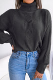 Black High Neck Long Sleeves Knit Sweater Top