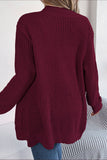 Burgundy Knit Cardigan Sweater with Pockets