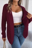 Burgundy Knit Cardigan Sweater with Pockets