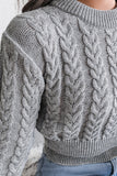 Grey Knit Long Sleeves Sweater Top