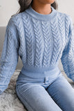 Grey Knit Long Sleeves Sweater Top