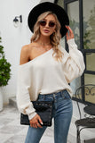 Black One Shoulder Long Sleeves Knit Sweater Top