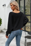 Black One Shoulder Long Sleeves Knit Sweater Top