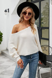 Black One Shoulder Long Sleeves Knit Sweater Top