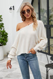 Black One Shoulder Long Sleeves Knit Sweater Top