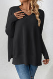 Black V Neck Long Sleeves Sweater