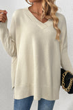 Black V Neck Long Sleeves Sweater