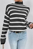 Black Striped Turtleneck Sweater