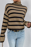 Black Striped Turtleneck Sweater