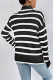 Black Striped Turtleneck Sweater