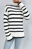 Black Striped Turtleneck Sweater