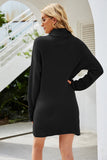 Black High Neck Rib Knit Sweater with Belt