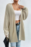 Apricot Loose Mid-Length Knitted Cardigan