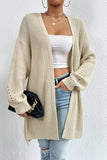 Apricot Loose Mid-Length Knitted Cardigan