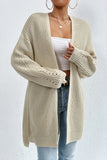 Apricot Loose Mid-Length Knitted Cardigan