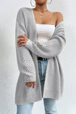 Apricot Loose Mid-Length Knitted Cardigan