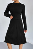 Black A-Line Slim Fit Knit Two Piece Sweater Skirt