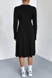 Black A-Line Slim Fit Knit Two Piece Sweater Skirt