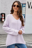 Light Blue V-neck Loose Long-Sleeved Knitted Cardigan