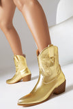 Golden Low Chunky Heel Western Cowgirl Boots