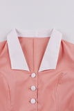 Blush Lapel Neck A Line Vintage 1950s Dress