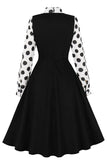 Black Polka Dot Swing 1950s Dress with Bows