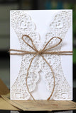 Kahki Heart Shape Wedding Invitation with Hemp Rope