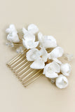 White Ceramic Flower Plate Hair Makeup Bridal Hair Comb