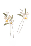 White Floral Bridal Hair Pins