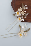 White Floral Bridal Hair Pins