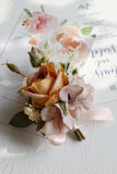 Elegant Blush Prom Wrist Corsage and Men‘s Boutonniere For Wedding Party