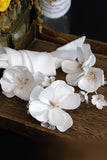 White Elegant Fabric Flower Hair Clips