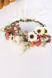 Blush Floral Bride Hair Wreath with Ribbon