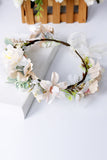 Champagne Floral Wreath Garland Bride Headband with Ribbon