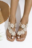 White Lace Flowers Flat Sandals for Summer Beach