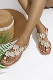 White Lace Flowers Flat Sandals for Summer Beach