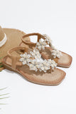 White Lace Flowers Flat Sandals for Summer Beach