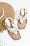 Comfortable White Ankle Strap Womens Flat Sandal