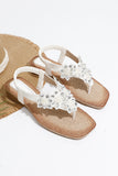 Comfortable White Ankle Strap Womens Flat Sandal