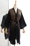 Black Shiny Bride Bridesmaid Robe with Rhinestones