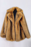 Brown Open Front Shaggy Women Faux Fur Coat