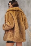 Brown Open Front Shaggy Women Faux Fur Coat