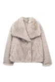 Black Shawl Lapel Short Fitted Women Faux Fur Coat