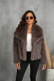 Black Shawl Lapel Short Fitted Women Faux Fur Coat