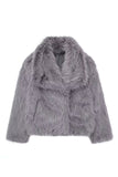 Black Shawl Lapel Short Fitted Women Faux Fur Coat