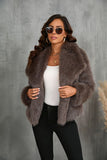 Black Shawl Lapel Short Fitted Women Faux Fur Coat